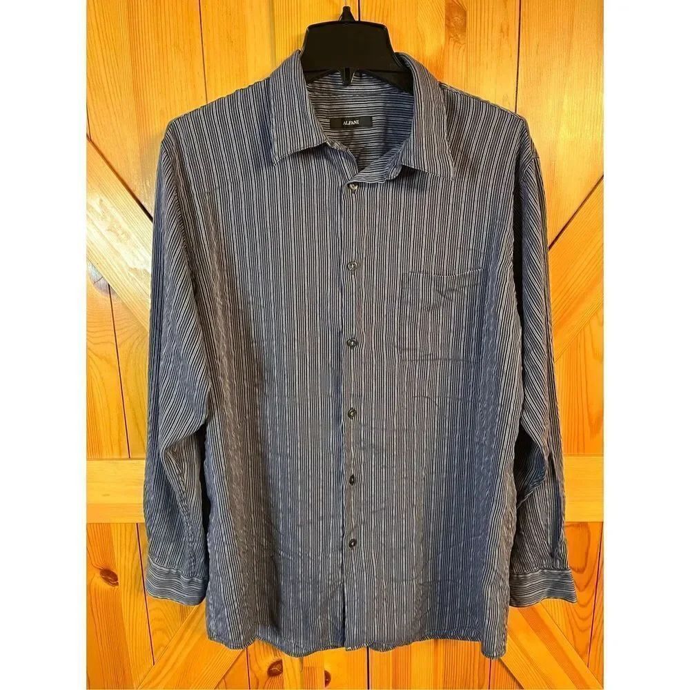 Alfani Button Up Shirt Men's Large Striped Long Sleeve (2683)
